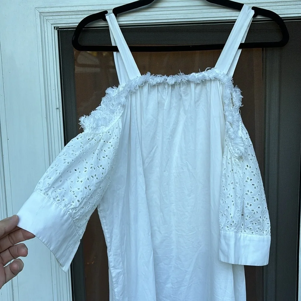 KOBI HALPERIN LADIES WHITE EYELET EMBROIDERED OFF SHOULDERS NANDA DRESS
